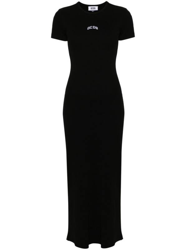 logo-embroidered maxi dress