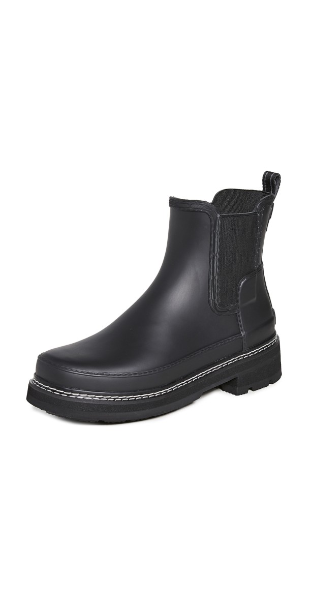 Hunter Boots Refined Chelsea Stitch Detail Wellington Boots Black