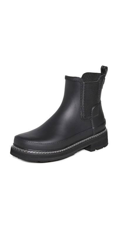 Hunter Boots Refined Chelsea Stitch Detail Wellington Boots Black