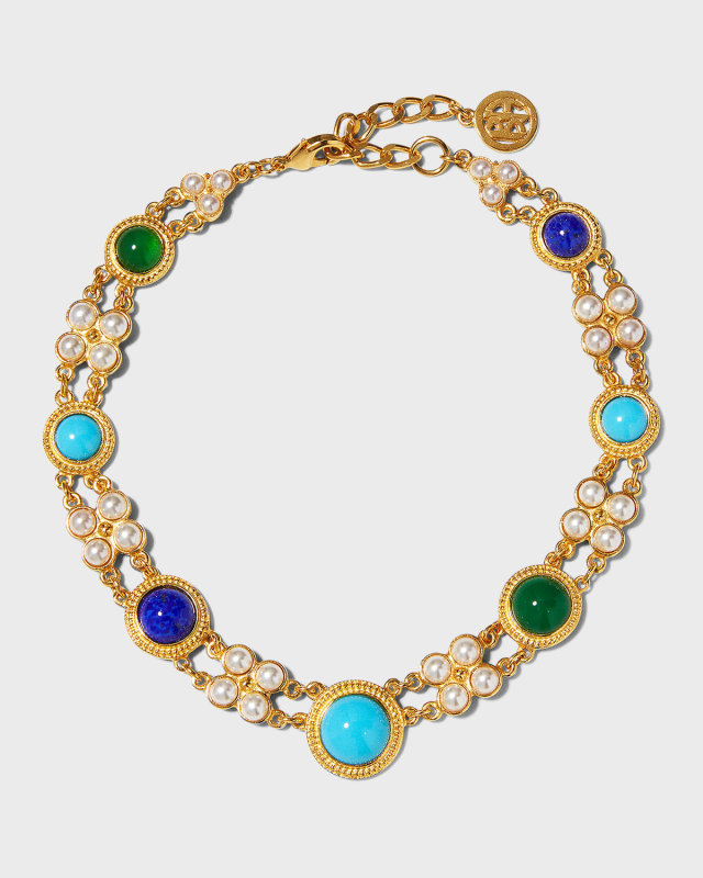 Short Multi-Stone Bezel Necklace