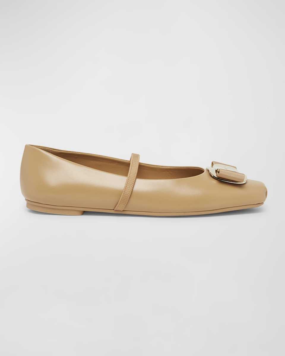 Zina Leather Bow Ballerina Flats