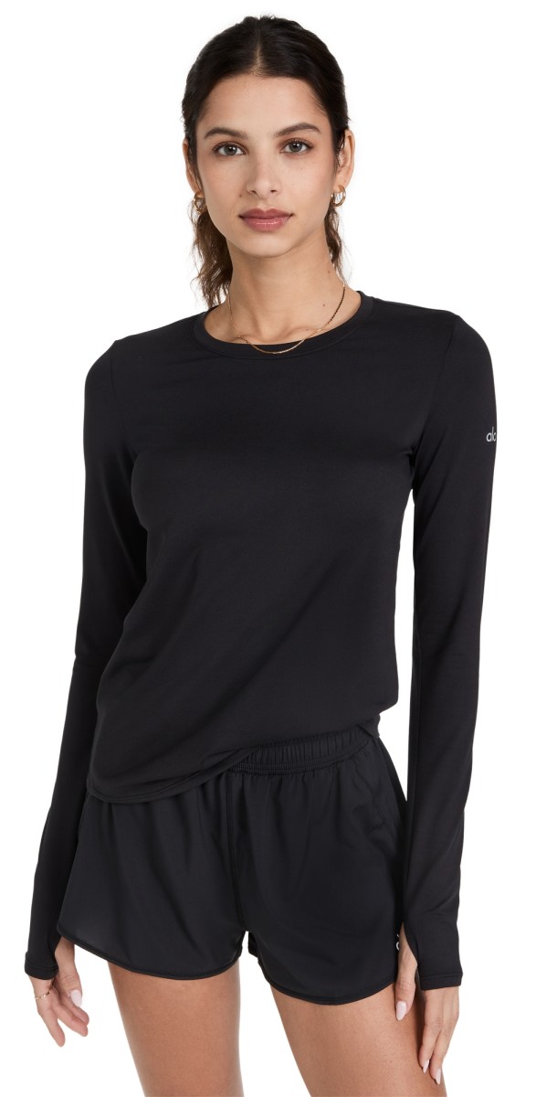 Alo Yoga Alosoft Finesseong Sleeve Tee Black