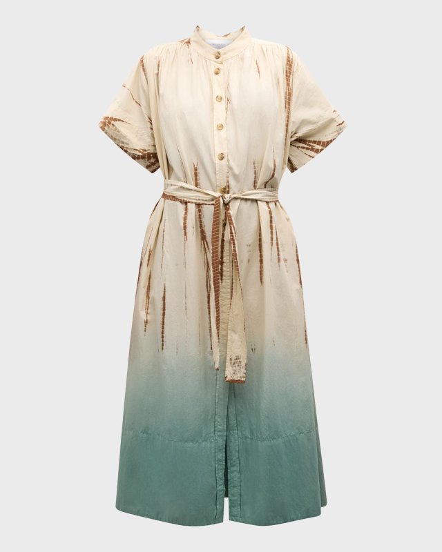 Ciao Ombre Button-Down Cotton Midi Dress