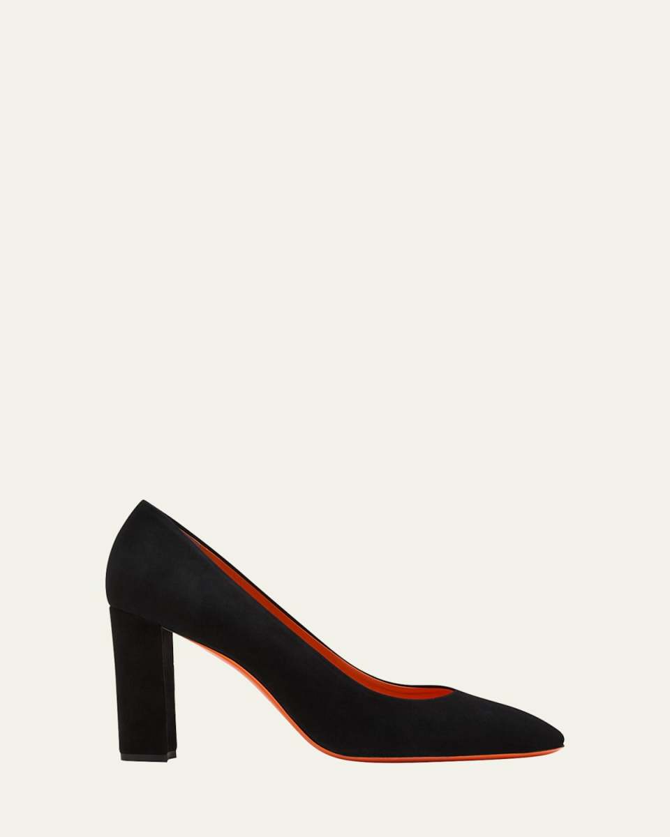 Figure Suede Block-Heel Pumps