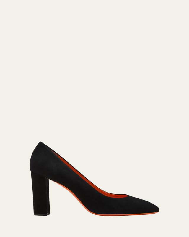 Figure Suede Block-Heel Pumps