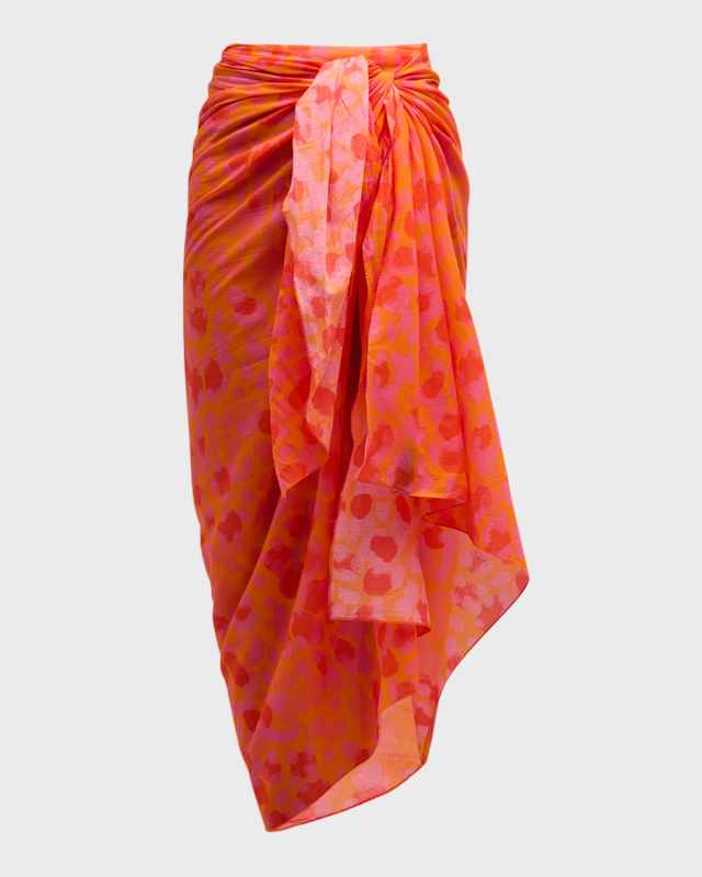 Abstract Leopard Printed Cotton Pareo Coverup