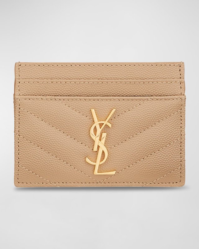 YSL Monogram Card Case in Grained Leather