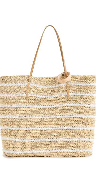 Hat Attack Stella Stripe Tote Natural/White