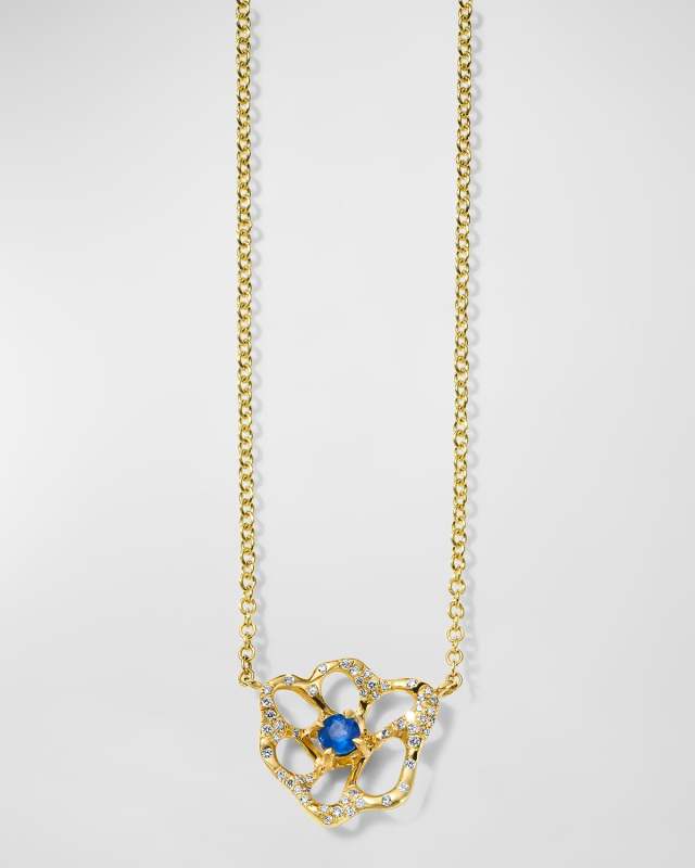 18K Stardust Drizzle Small Flower Necklace with Diamonds