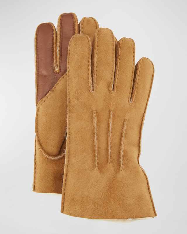 Men's Three-Cord Contrast Sheepskin Gloves