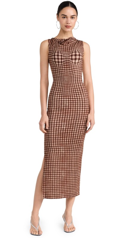 Miaou Selena Dress Warped Plaid