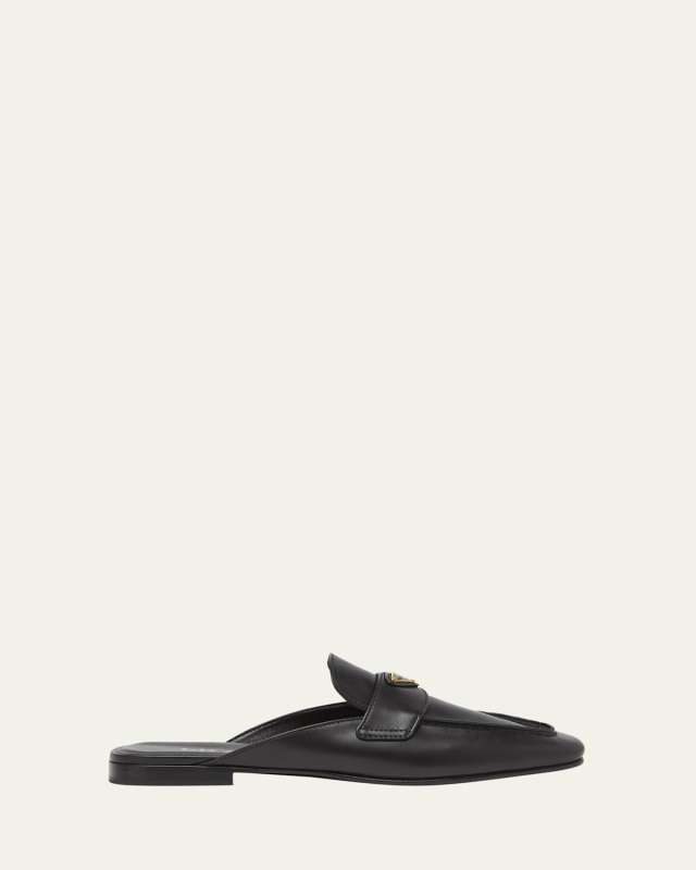 Vitello Leather Logo Mule Loafers