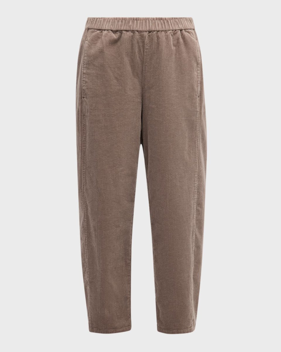 Cropped Organic Cotton Corduroy Lantern Pants