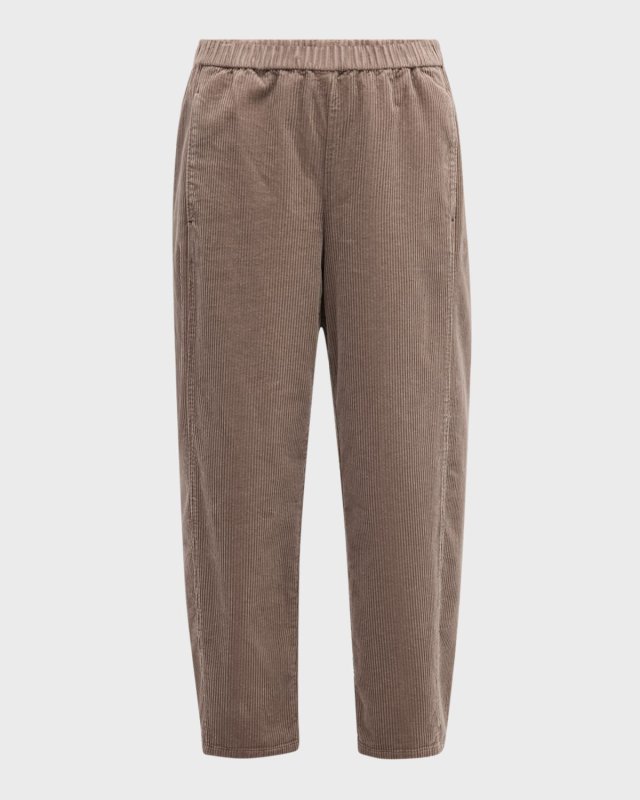 Cropped Organic Cotton Corduroy Lantern Pants
