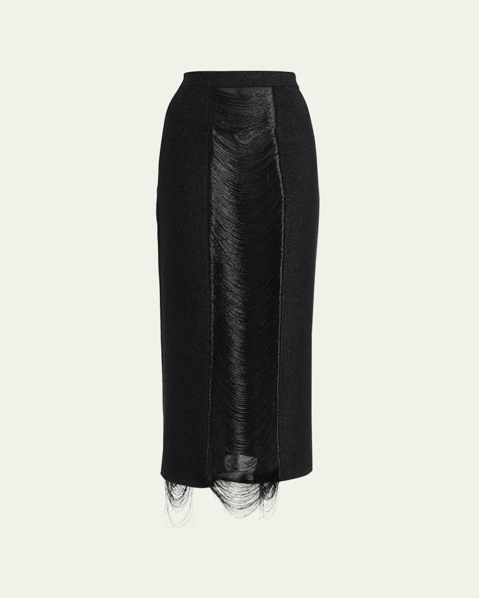 Ladder Fringe Pencil Maxi Skirt