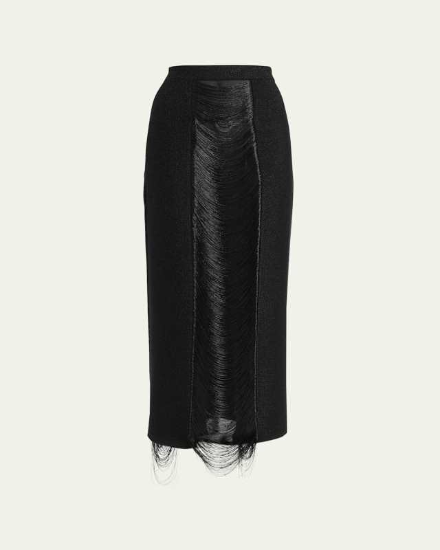 Ladder Fringe Pencil Maxi Skirt