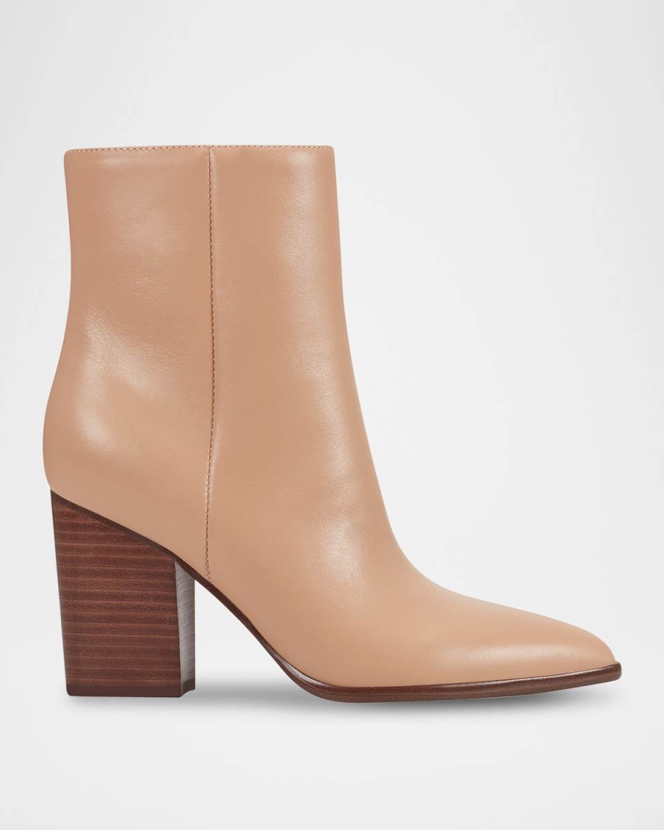 Pointed-Toe Leather Ankle Boots