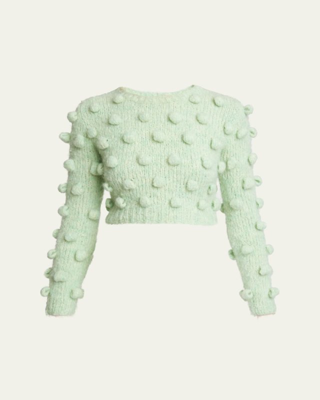 Cropped Wool Sweater with Dot Details