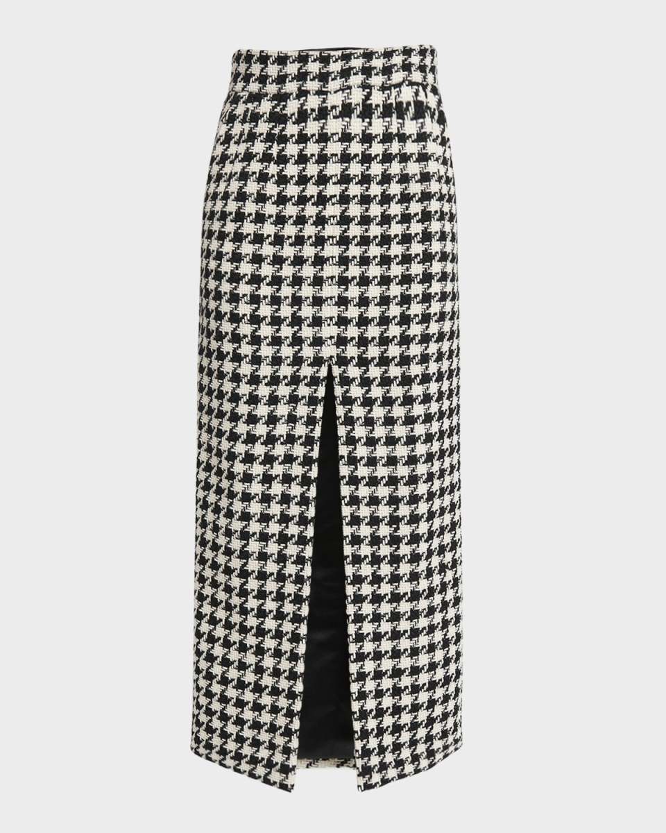 Pied De Poule Wool Maxi Skirt
