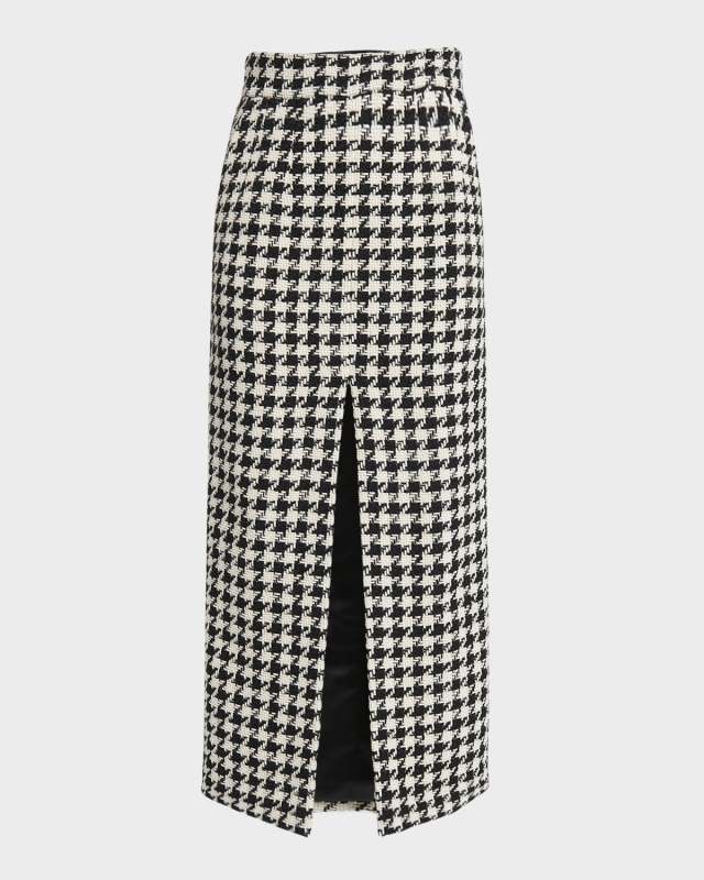 Pied De Poule Wool Maxi Skirt