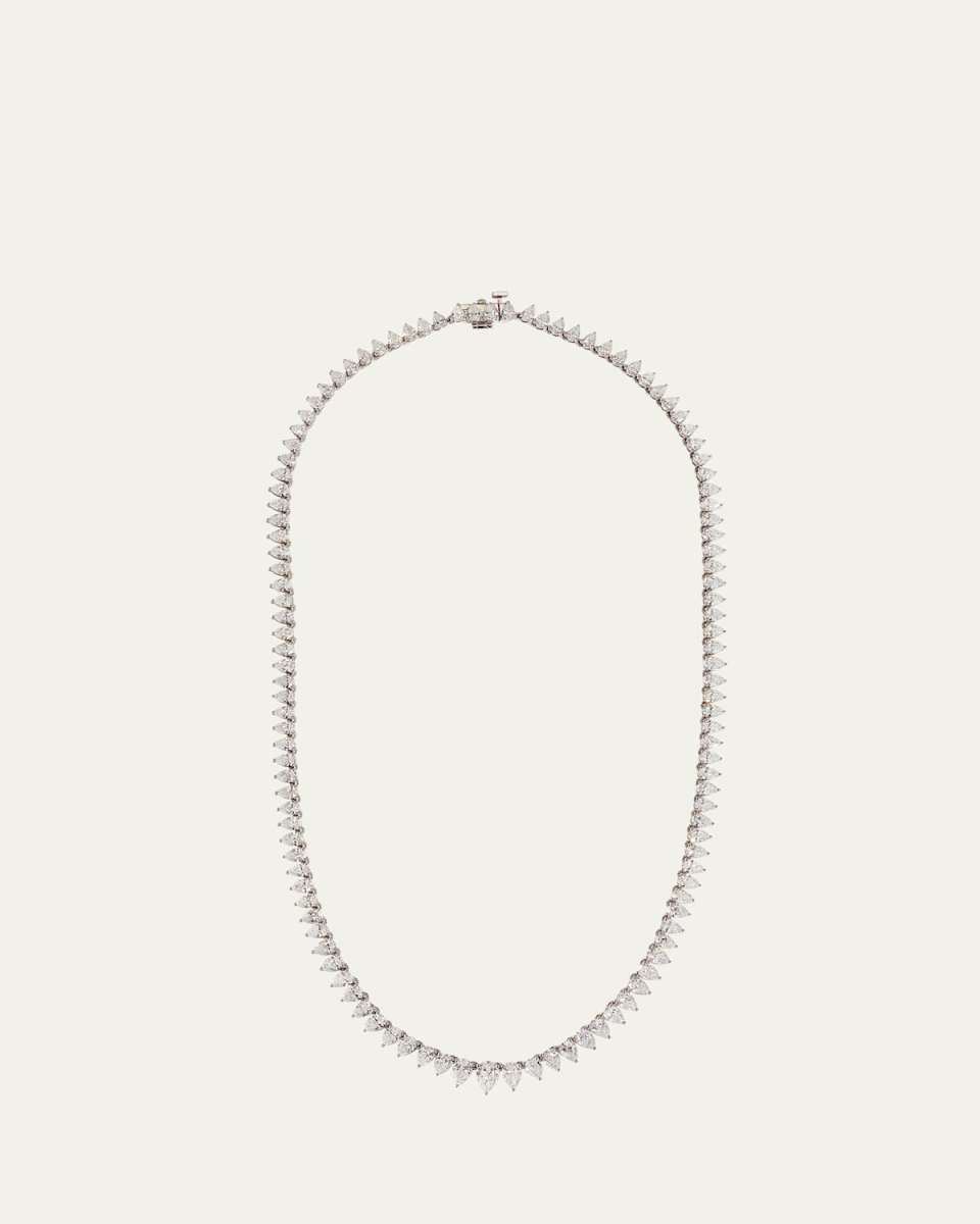 14K White Gold Graduated Pear Lab Diamond Tennis Necklace, 18"L, 16.54tcw