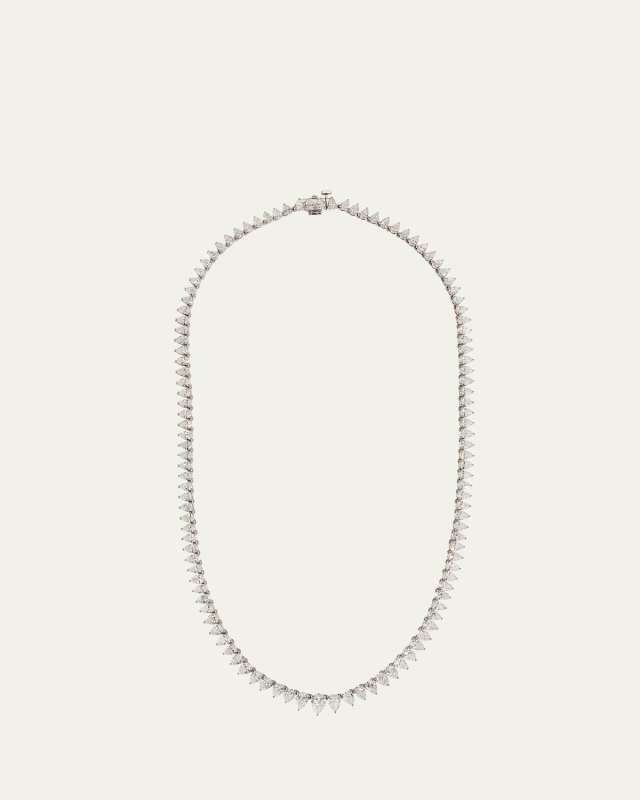 14K White Gold Graduated Pear Lab Diamond Tennis Necklace, 18"L, 16.54tcw