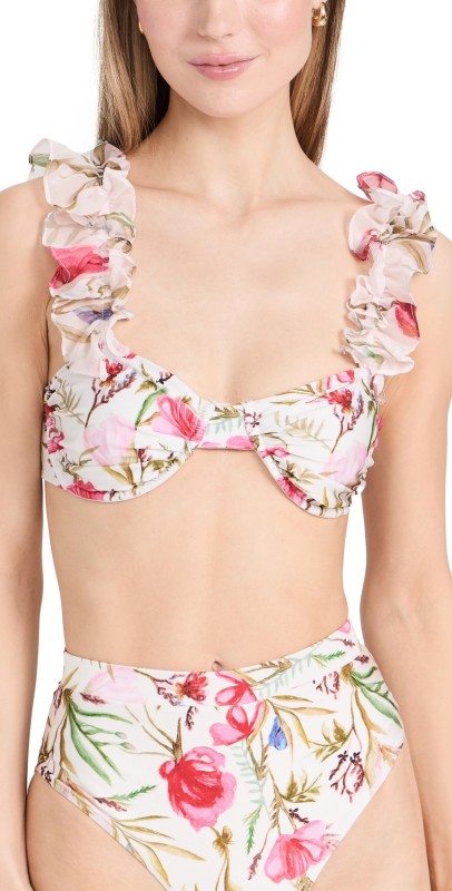 PatBO Viera Flutter Sleeve Bikini Top White