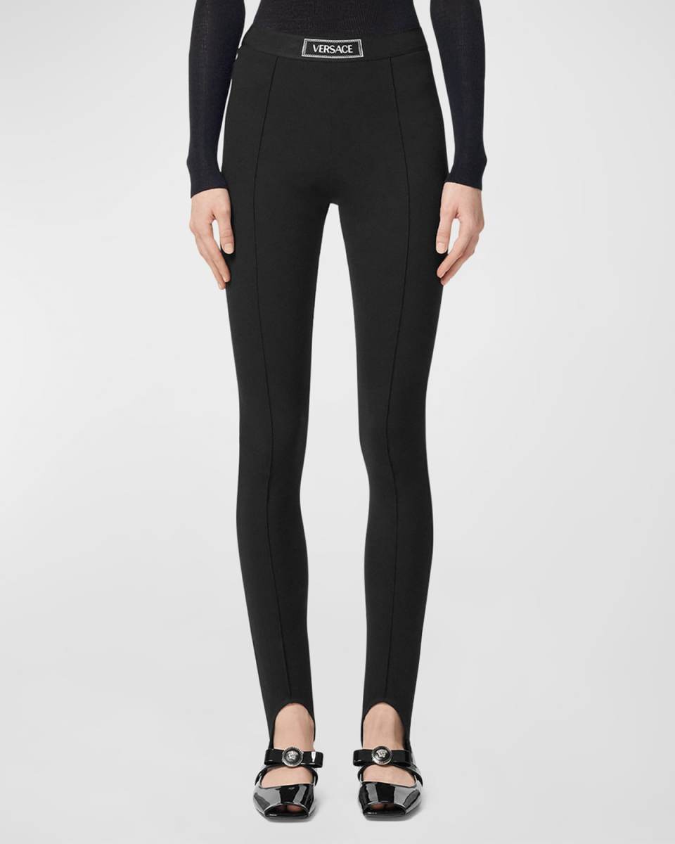 Jebina Punto Milano Knit Logo-Band Stirrup Leggings