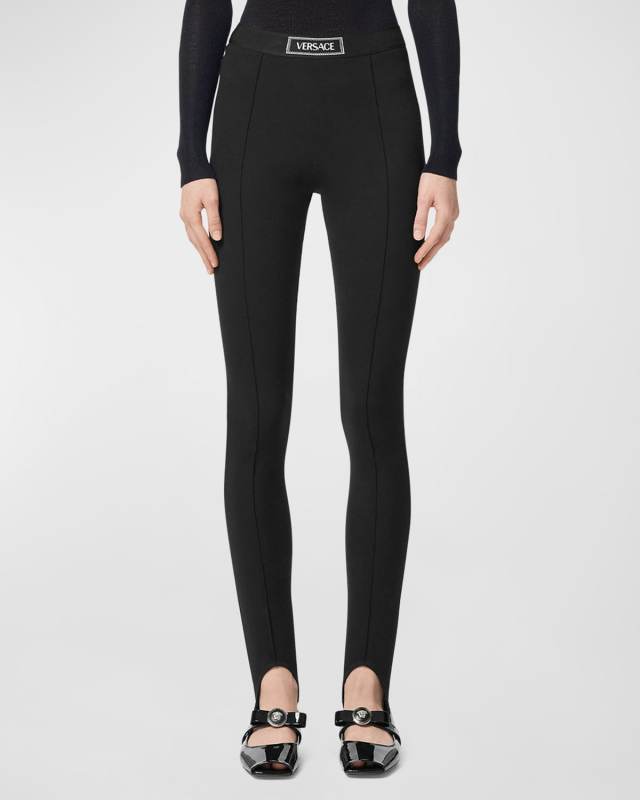 Jebina Punto Milano Knit Logo-Band Stirrup Leggings