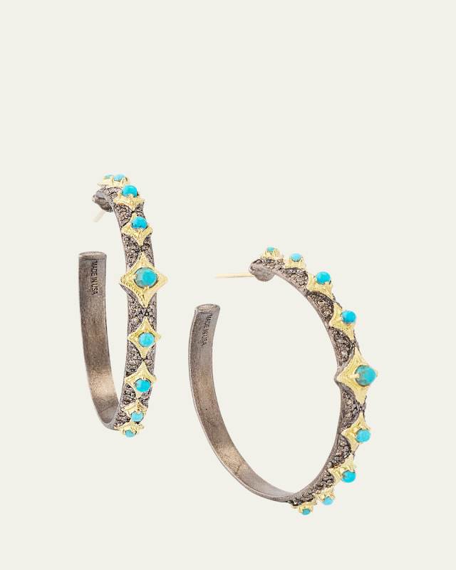 Alternating Turquoise Crivelli Hoop Earrings