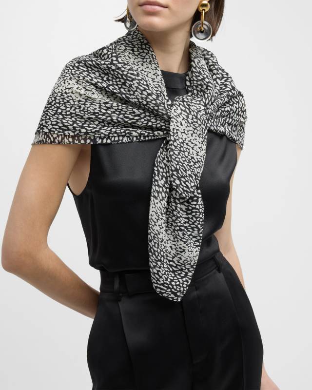 Carre Leopard-Print Silk Scarf