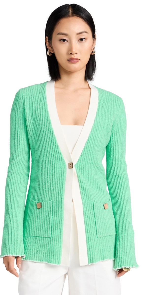 JoosTricot Terry Cardigan Green/White