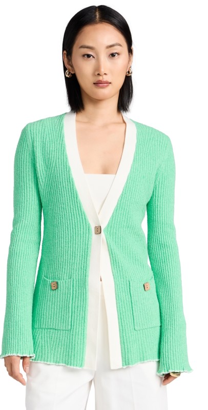 JoosTricot Terry Cardigan Green/White