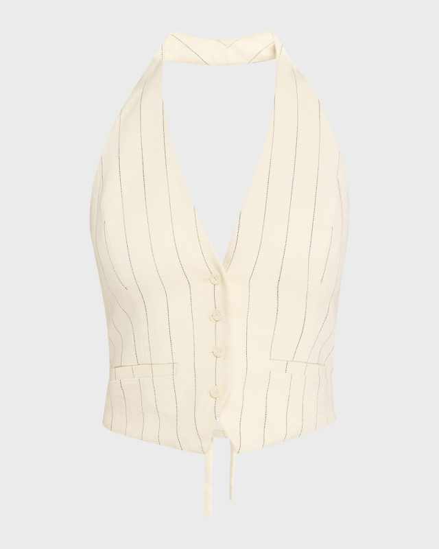Woodson Pinstripe Cropped Halter Vest