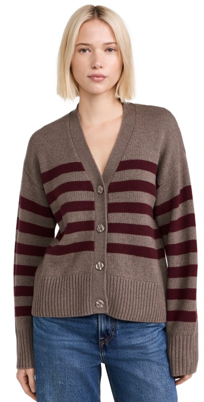 KULE The Raffa Cardigan Mushroom/Merlot