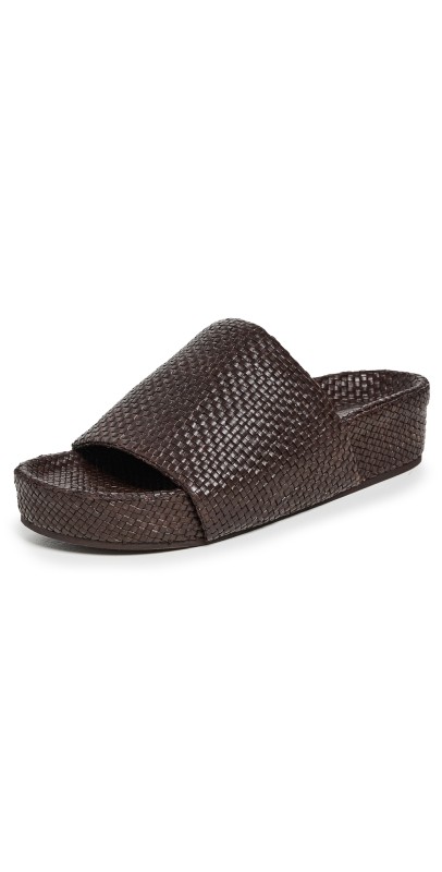 St. Agni Woven Everyday Flatform Slides Chocolate