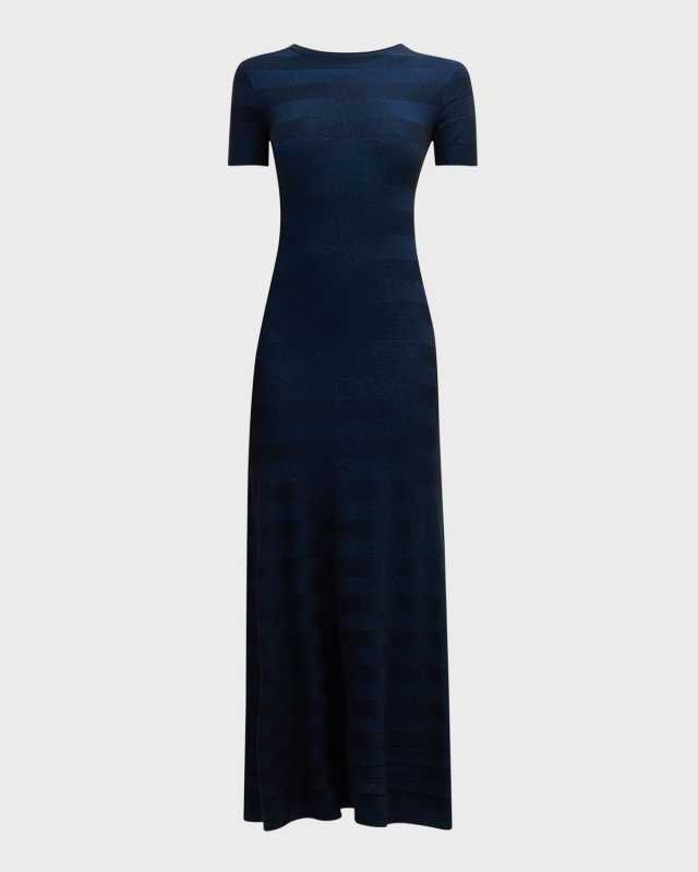 Striped Crewneck Knit Maxi Dress
