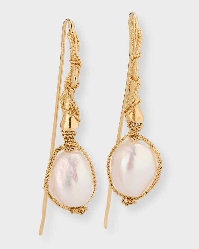 Wrapped Pearl Dangle Earrings