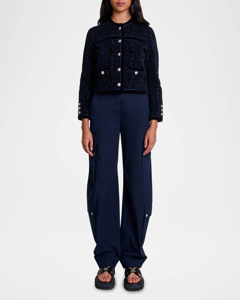 Meverie Velvet Jacquard Cardigan