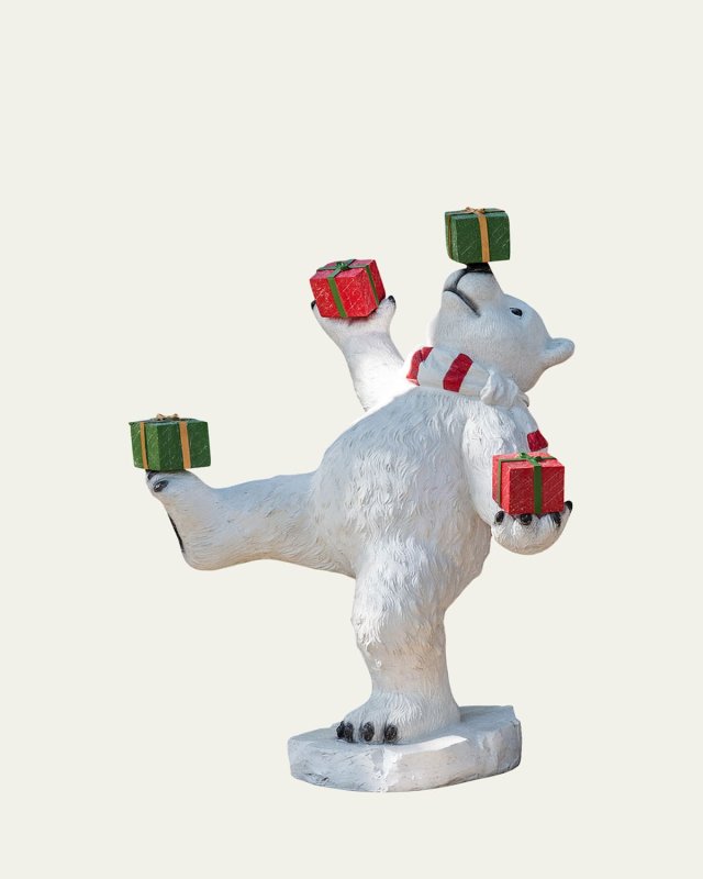 47" Playful Polar Bear with Snowball