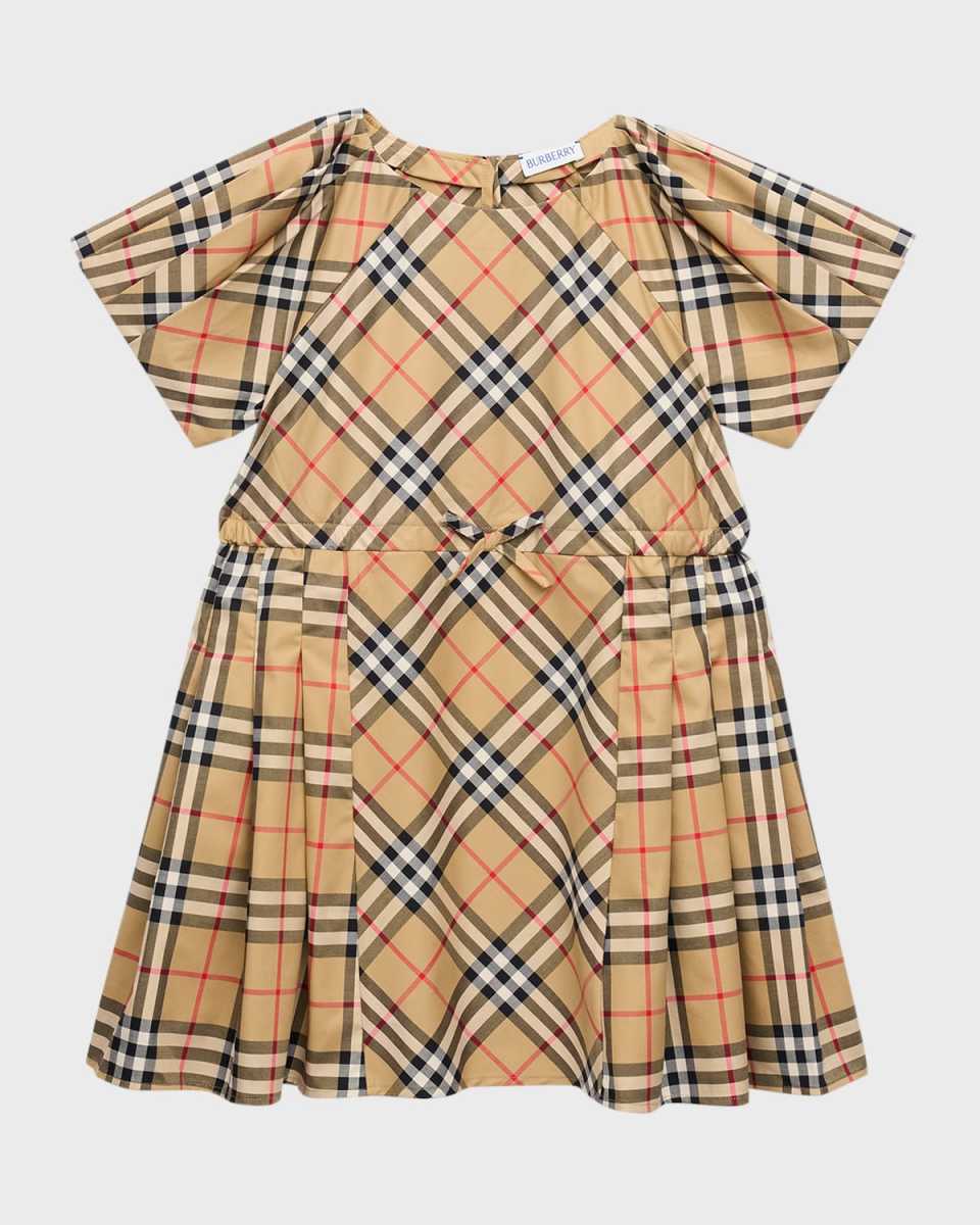 Girl's Jada Cotton Twill Check Dress, Size 3-14