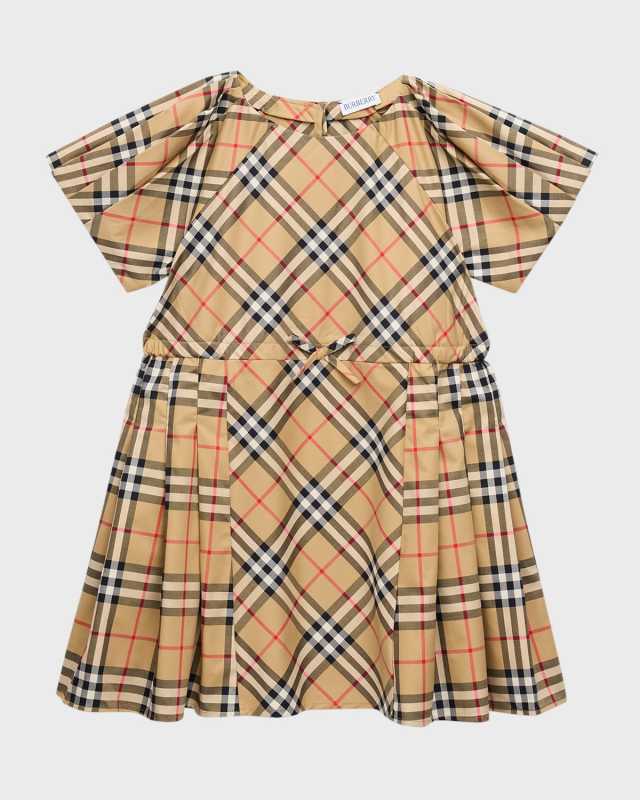 Girl's Jada Cotton Twill Check Dress, Size 3-14