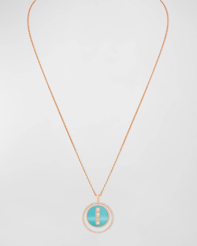 LUCKY MOVE 18K ROSE GOLD TURQUOISE PENDANT NECKLACE