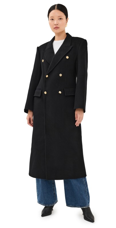 Pixie Market Oversized Wool Maxi Coat Black