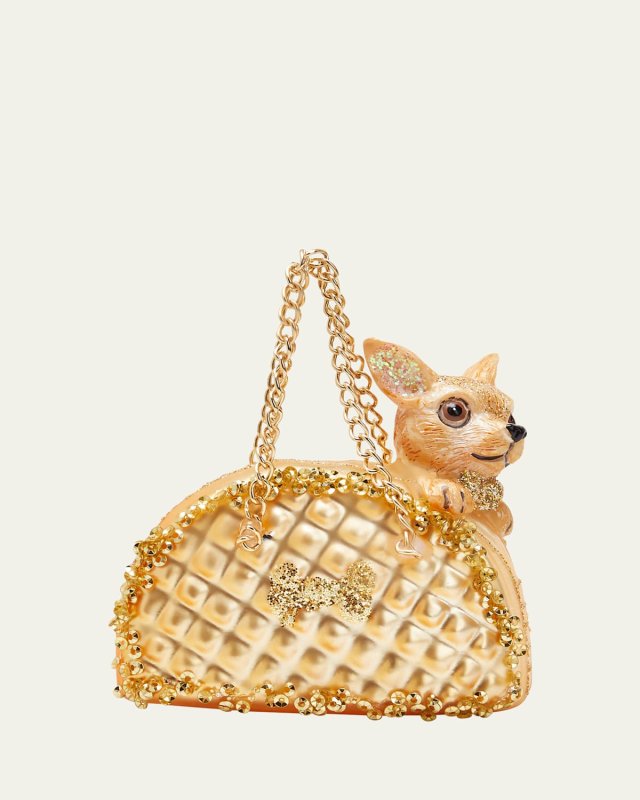 Dog in Handbag Christmas Ornament