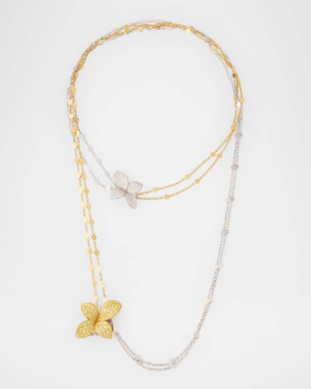 Giardini Segreti 18K Gold Necklace with Yellow and White Diamonds