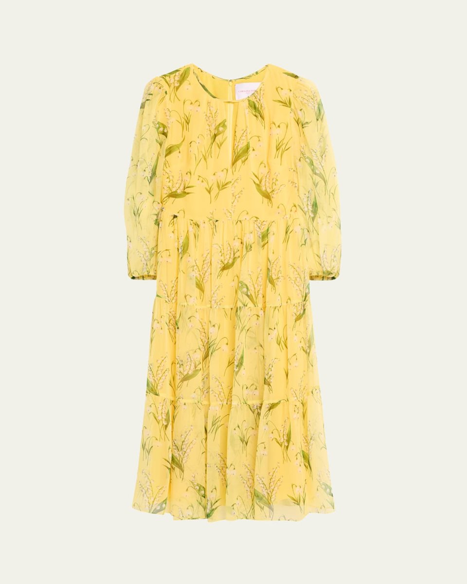 Floral Cutout Tiered Midi Dress
