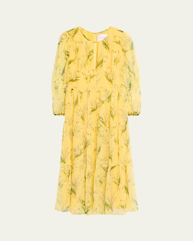 Floral Cutout Tiered Midi Dress