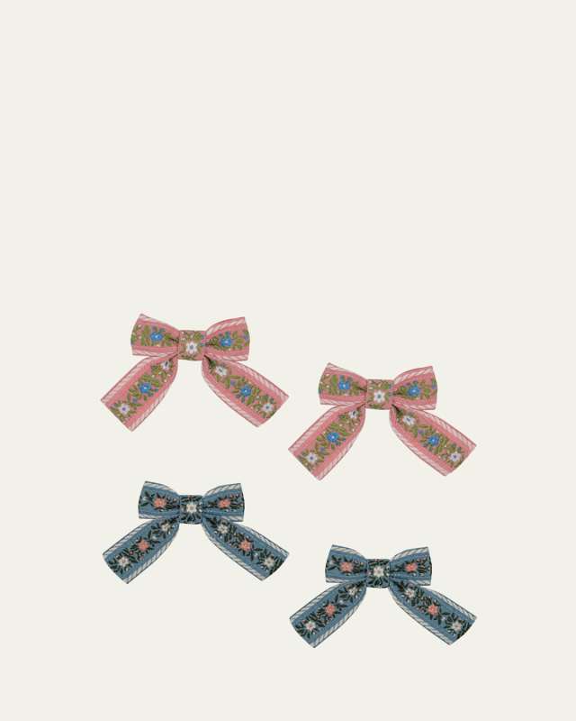 Girl's 4-Pack Ribbon Bow Hair Clips
