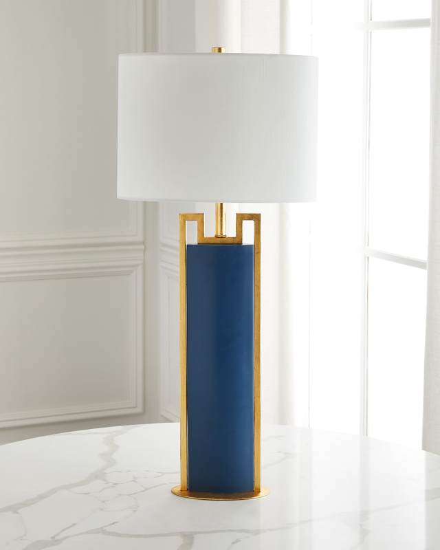 Yvette Parisian Blue and Gold Table Lamp - 33"